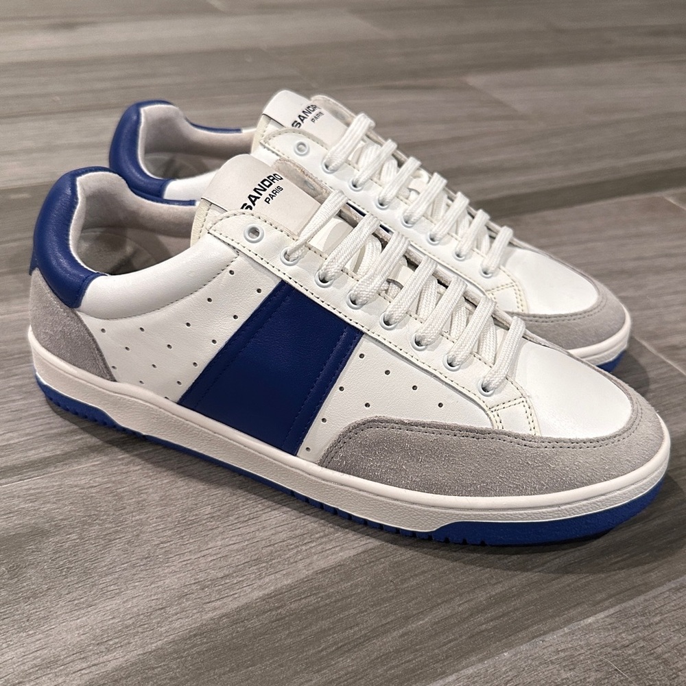 Sandro blue white leather sneakers trainers